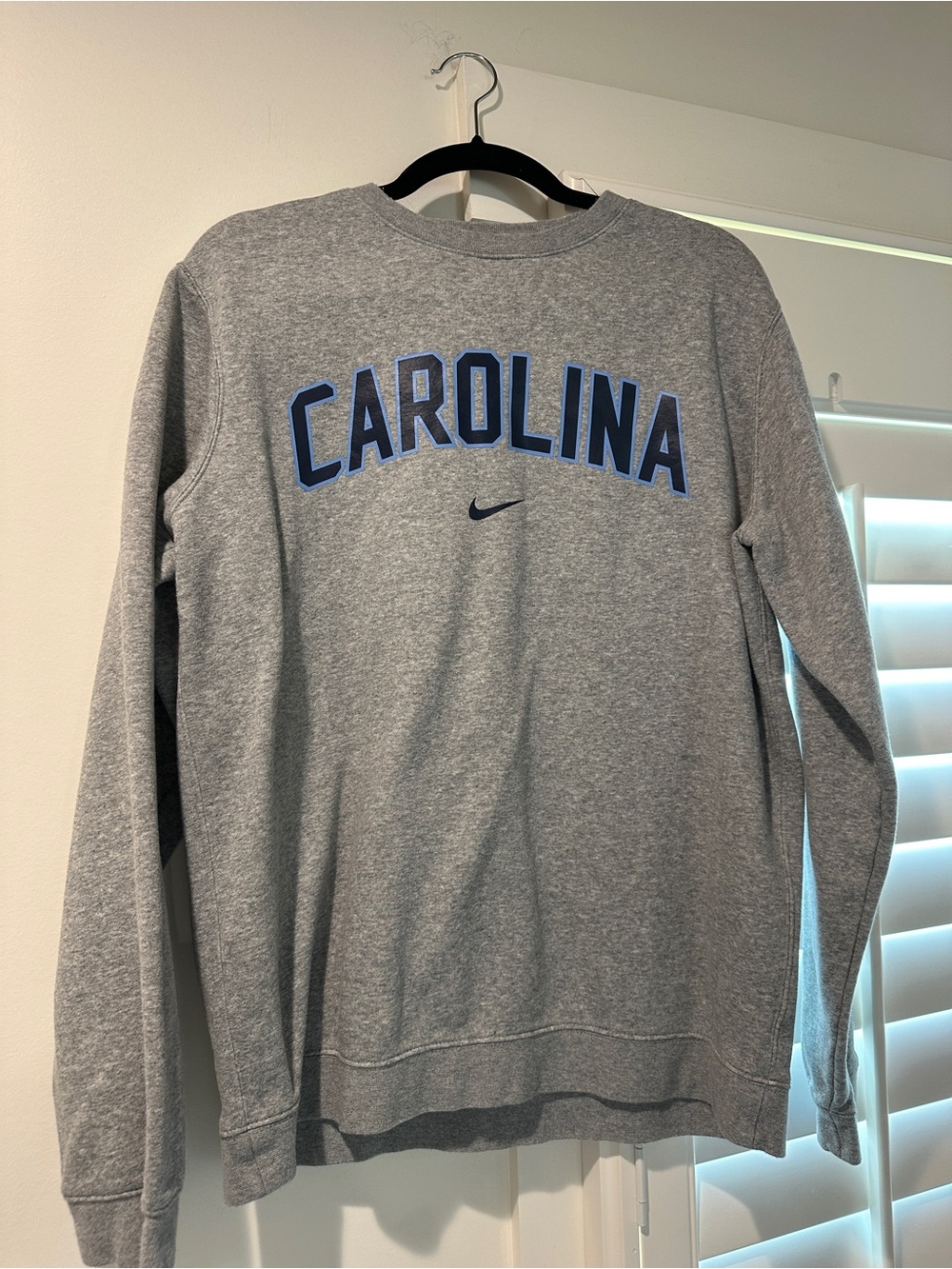Nike Gray 'Carolina' Crewneck Sweatshirt with Blue Lettering
